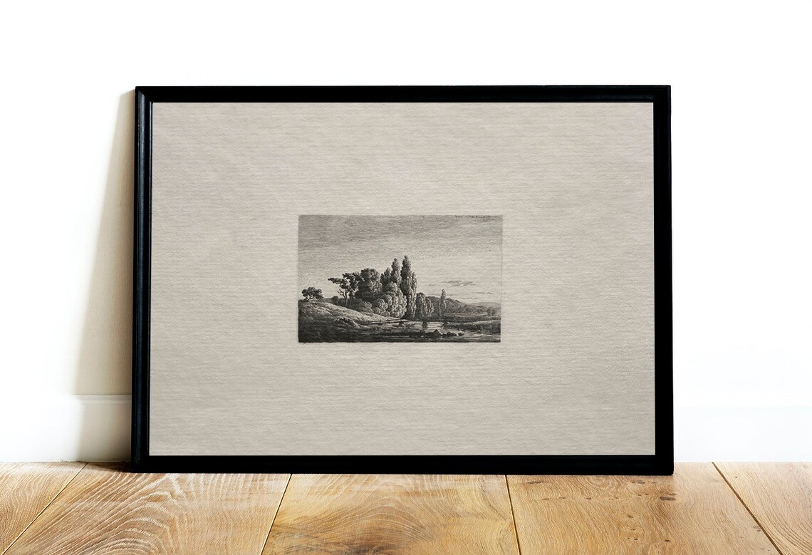 Vintage Rustic Forest Landscape Sketch Art Print - Image 3