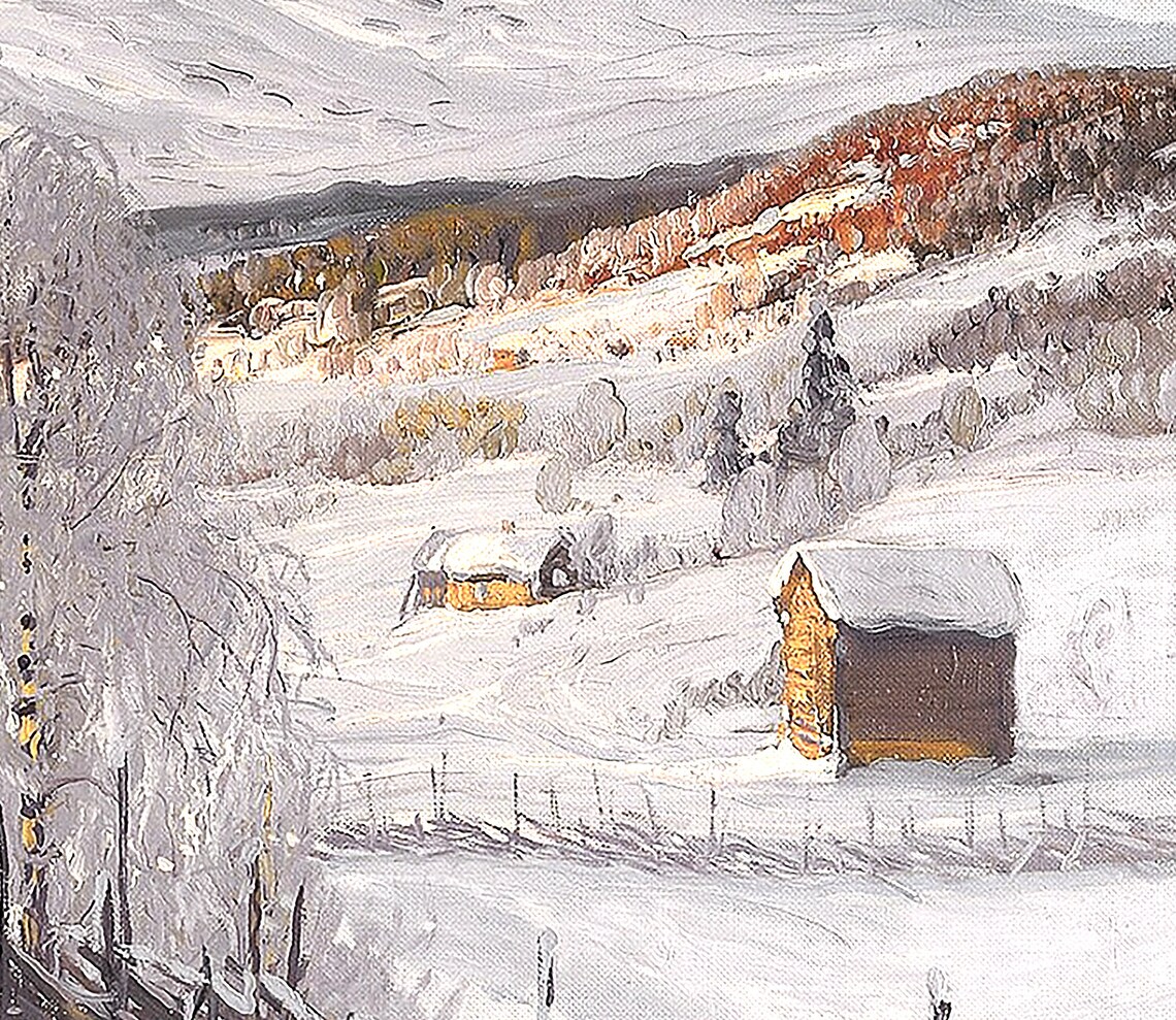 Vintage Country Snow Landscape Art Print, Winter Trees - Image 3