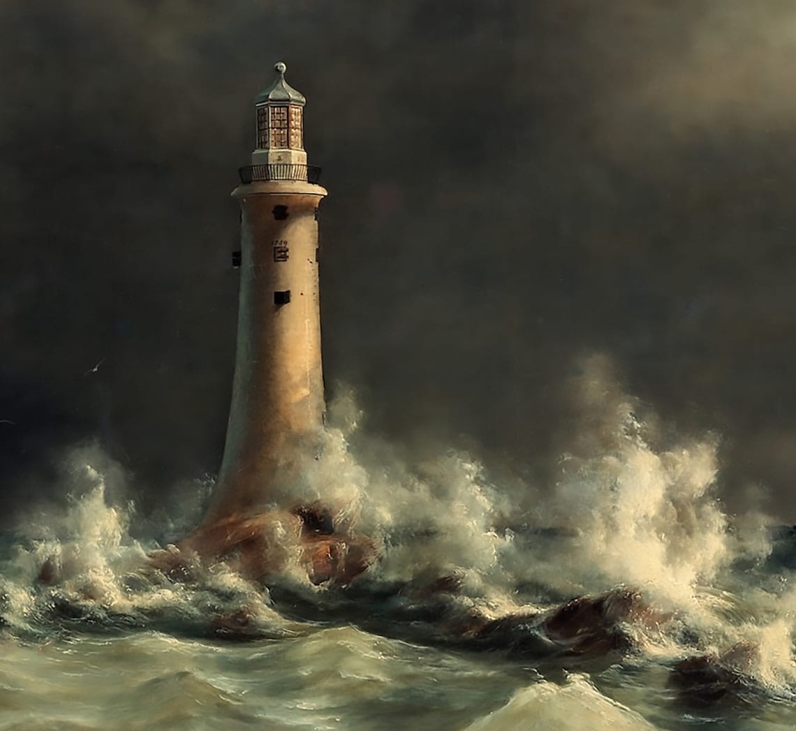 Vintage Lighthouse Seascape Art Print, Coastal - Image 3