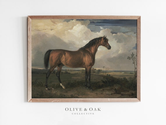 Vintage Horse Painting, Antique Victorian Decor