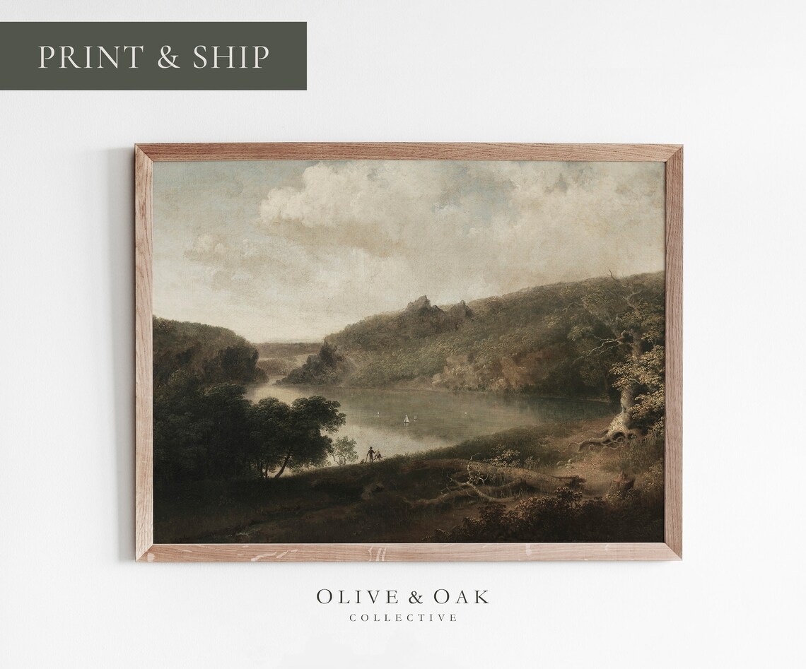 Rustic Lake Landscape, Vintage Decor Art Print