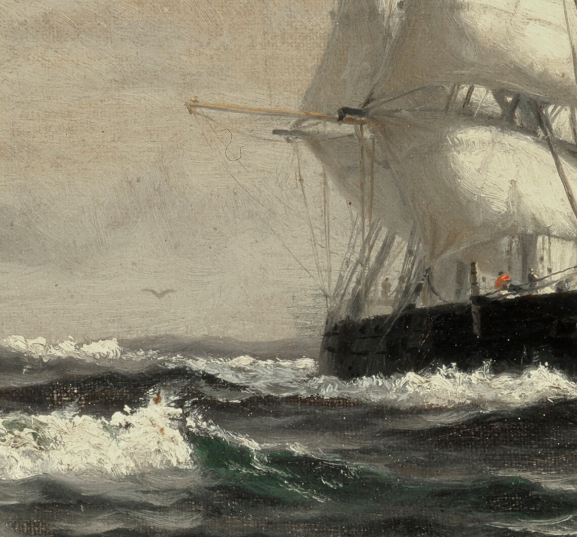 Moody Seascape Vintage Ship Art Print, Coastal Nautical - Image 4