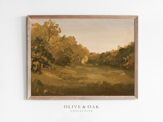 Muted Landscape Painting, Antique Autumn Art Print