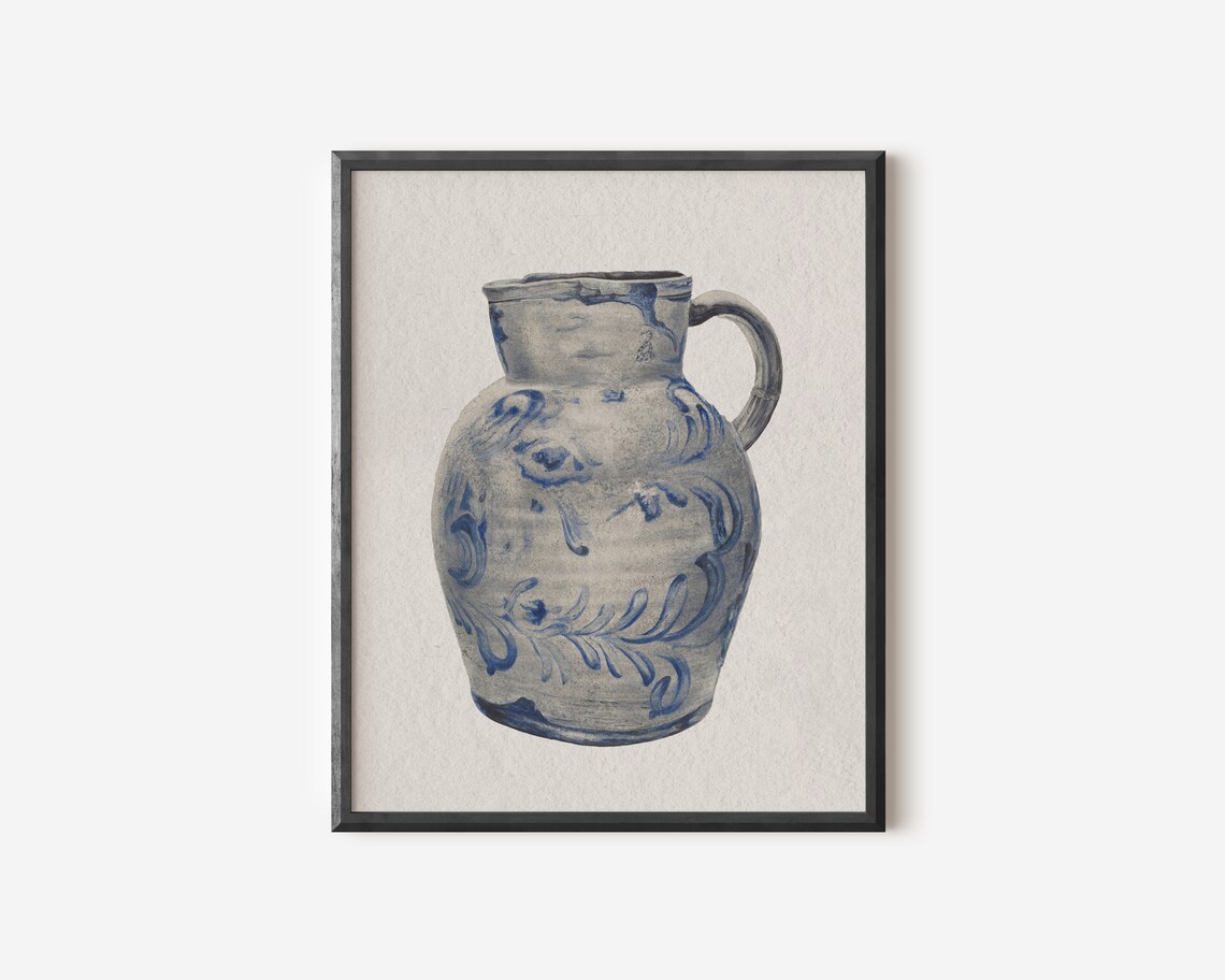 Vintage Pitcher Drawing, French Country Wall Art Print - Image 2