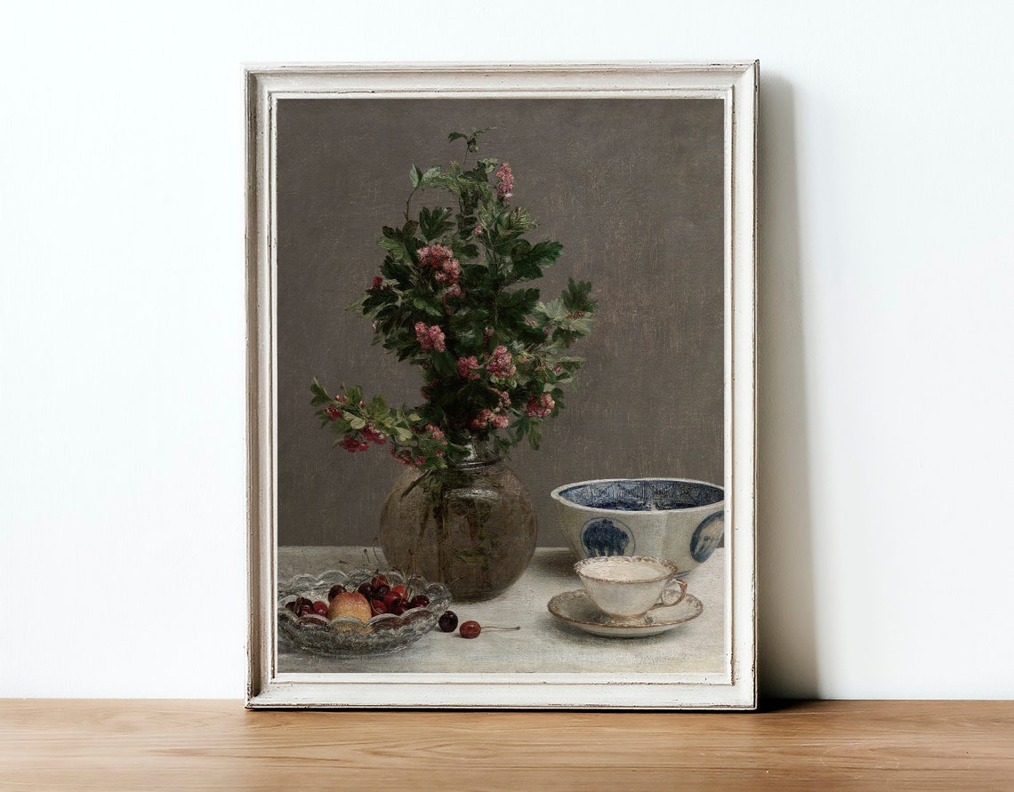 Vintage Floral Still Life, Oil-Painting-Style Art Print - Image 4