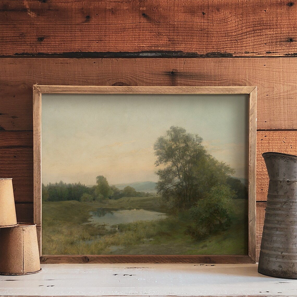 Vintage Landscape Oil Painting, Farmhouse Art Print - Image 4