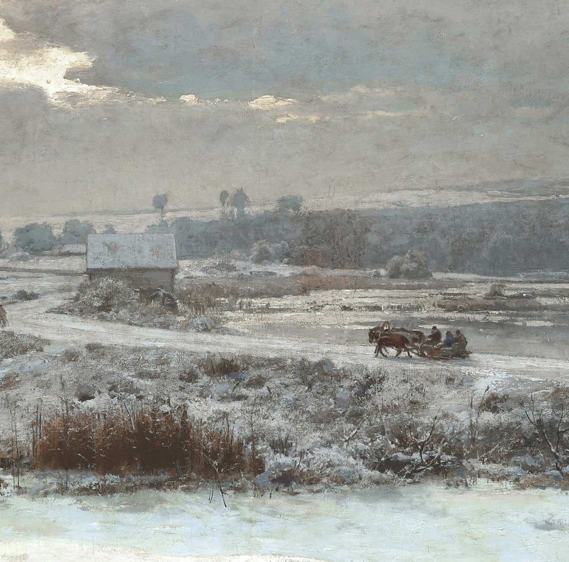 Winter Landscape Horse And Sleigh Art Print - Image 4