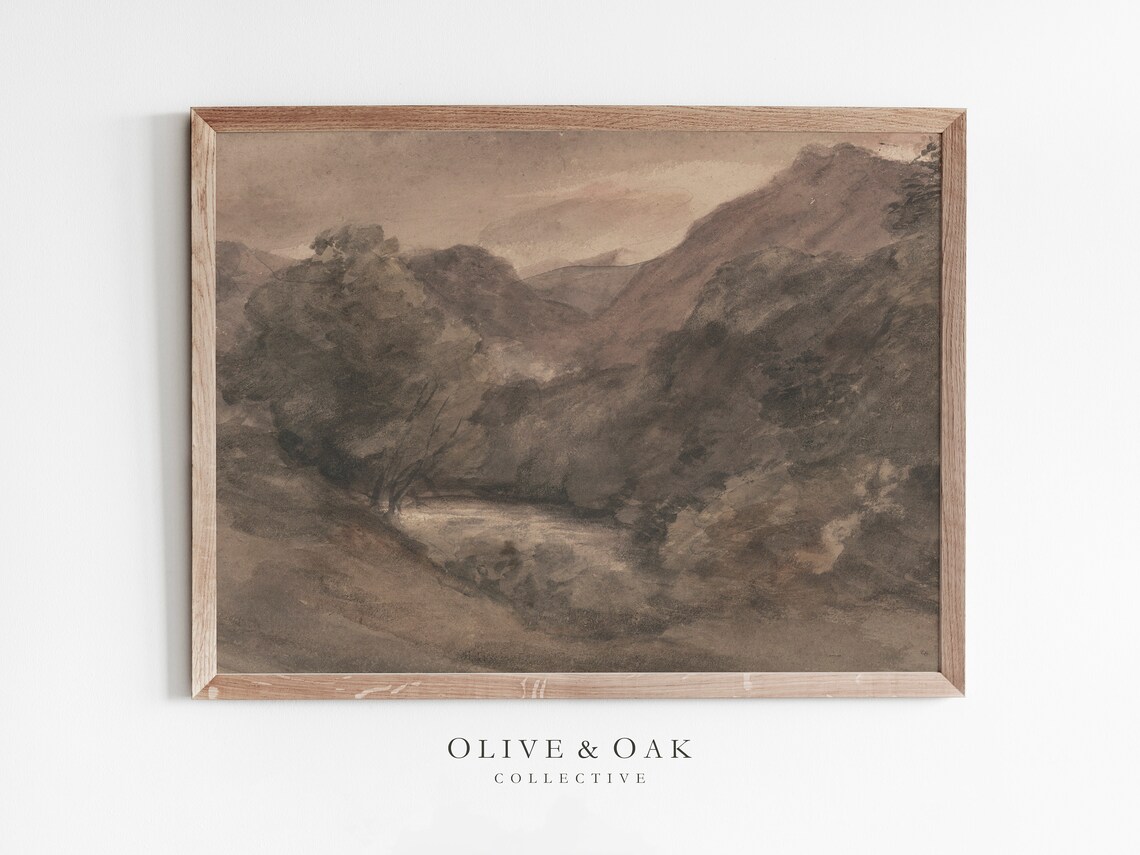 Tonal Abstract Watercolor Landscape, Neutral Art Print
