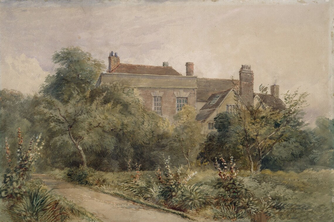 English Cottage Painting, Country Landscape Art Print - Image 4