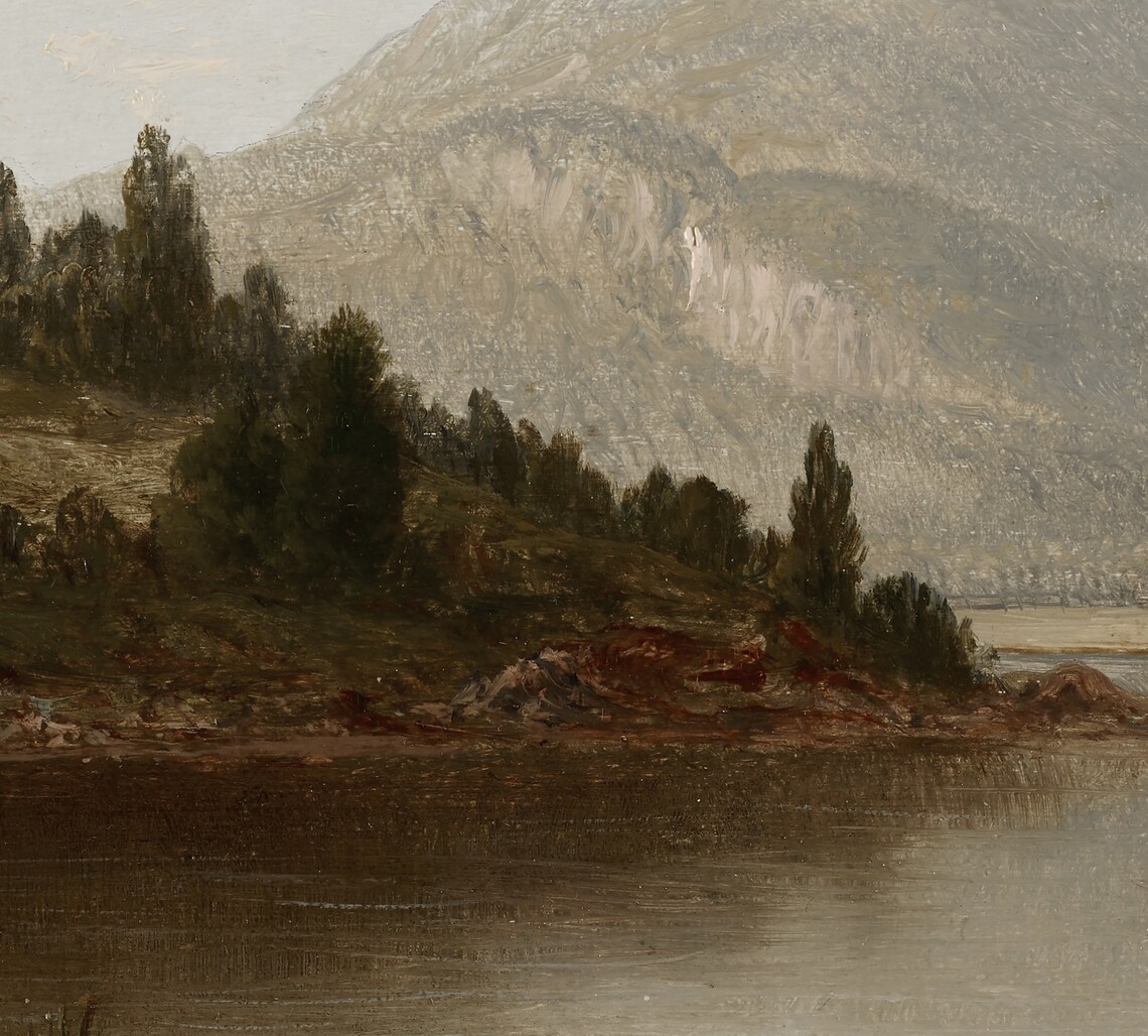 Muted Lake Painting, Rustic Landscape Art Print - Image 3