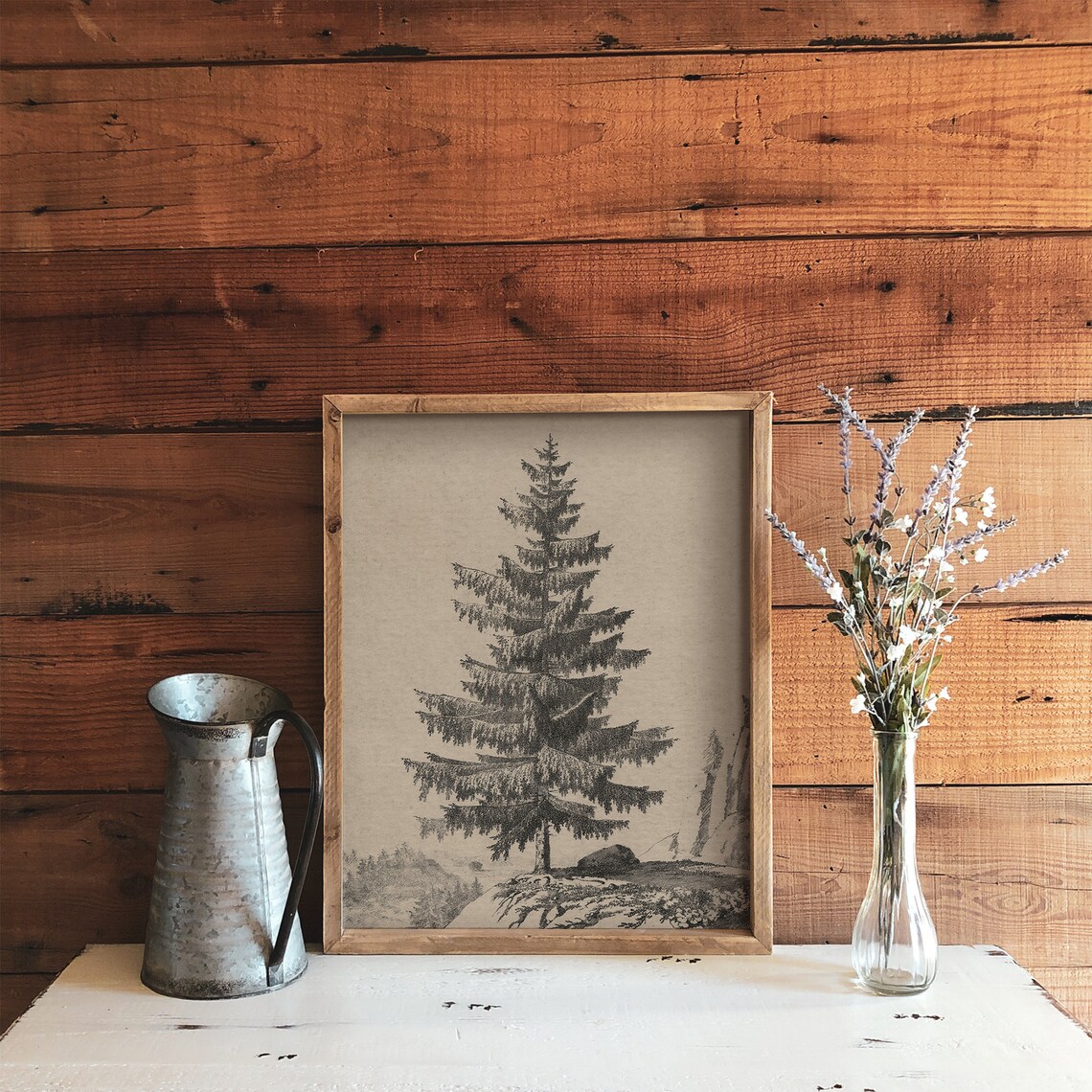 Vintage Tree Sketch Art Print, Rustic Spruce Drawing - Image 4