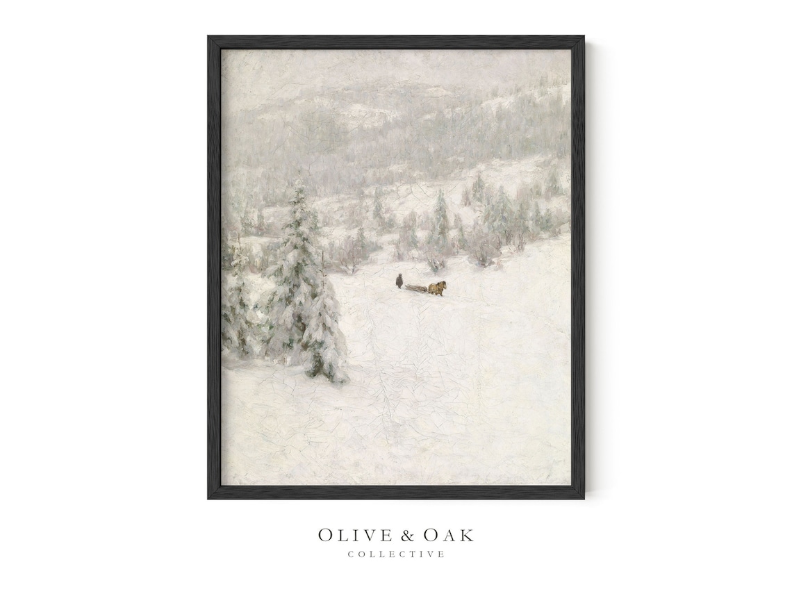 Vintage Winter Country Snow Landscape, Farmhouse Decor - Image 3