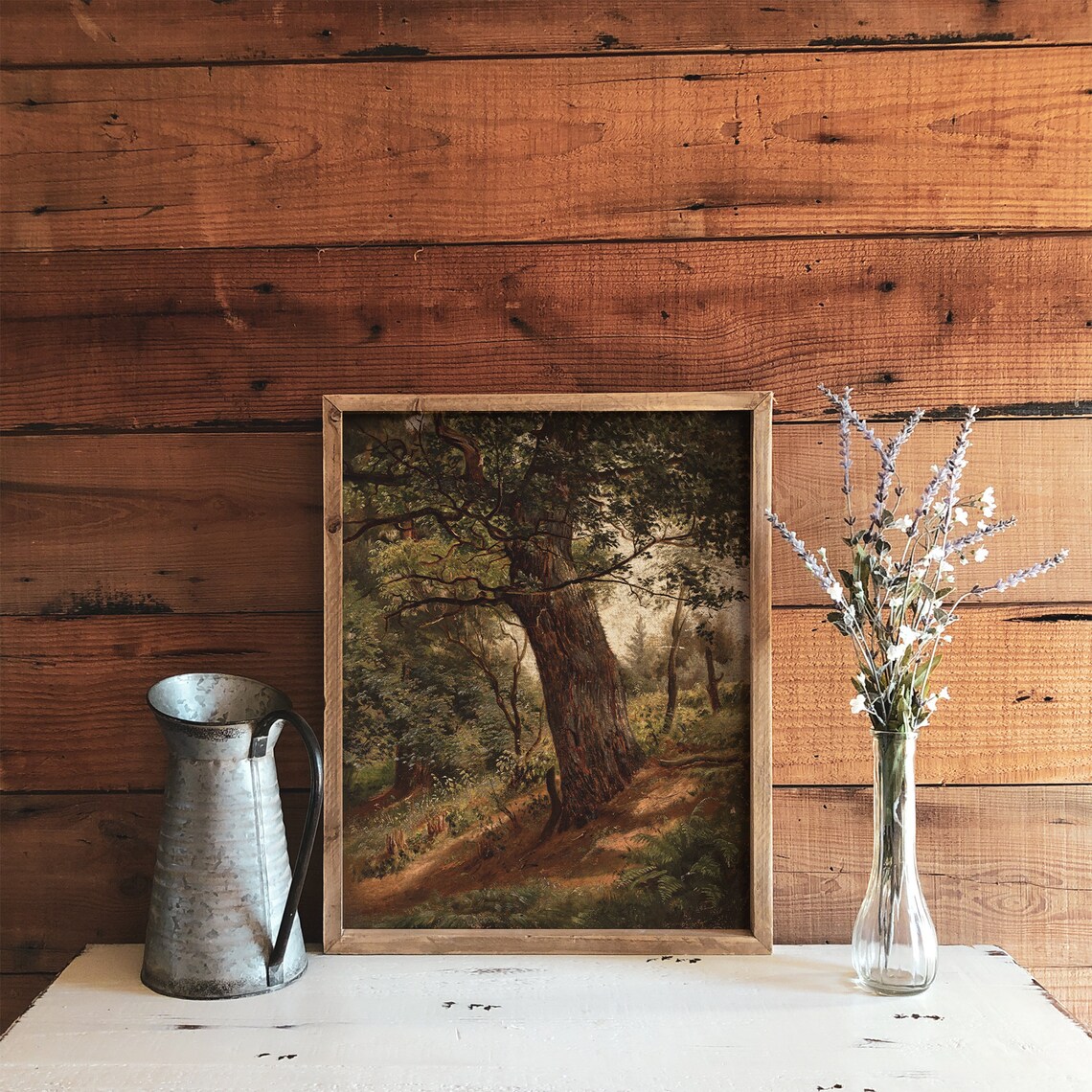 Vintage Landscape Tree Oil Painting, Art Print - Image 4