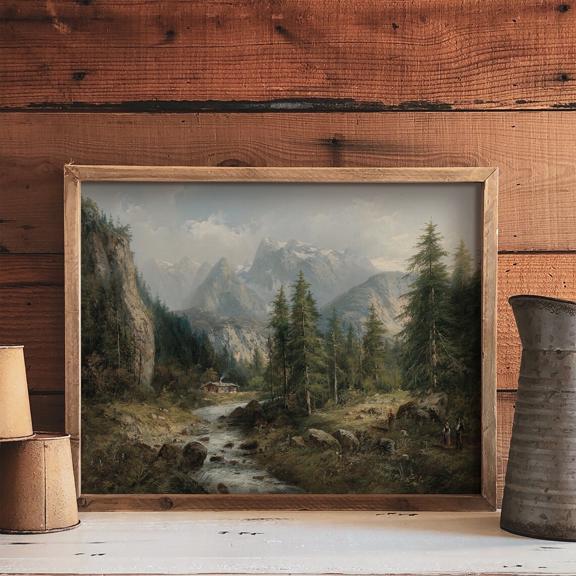 Rustic Mountain Landscape Vintage Art Print - Image 2