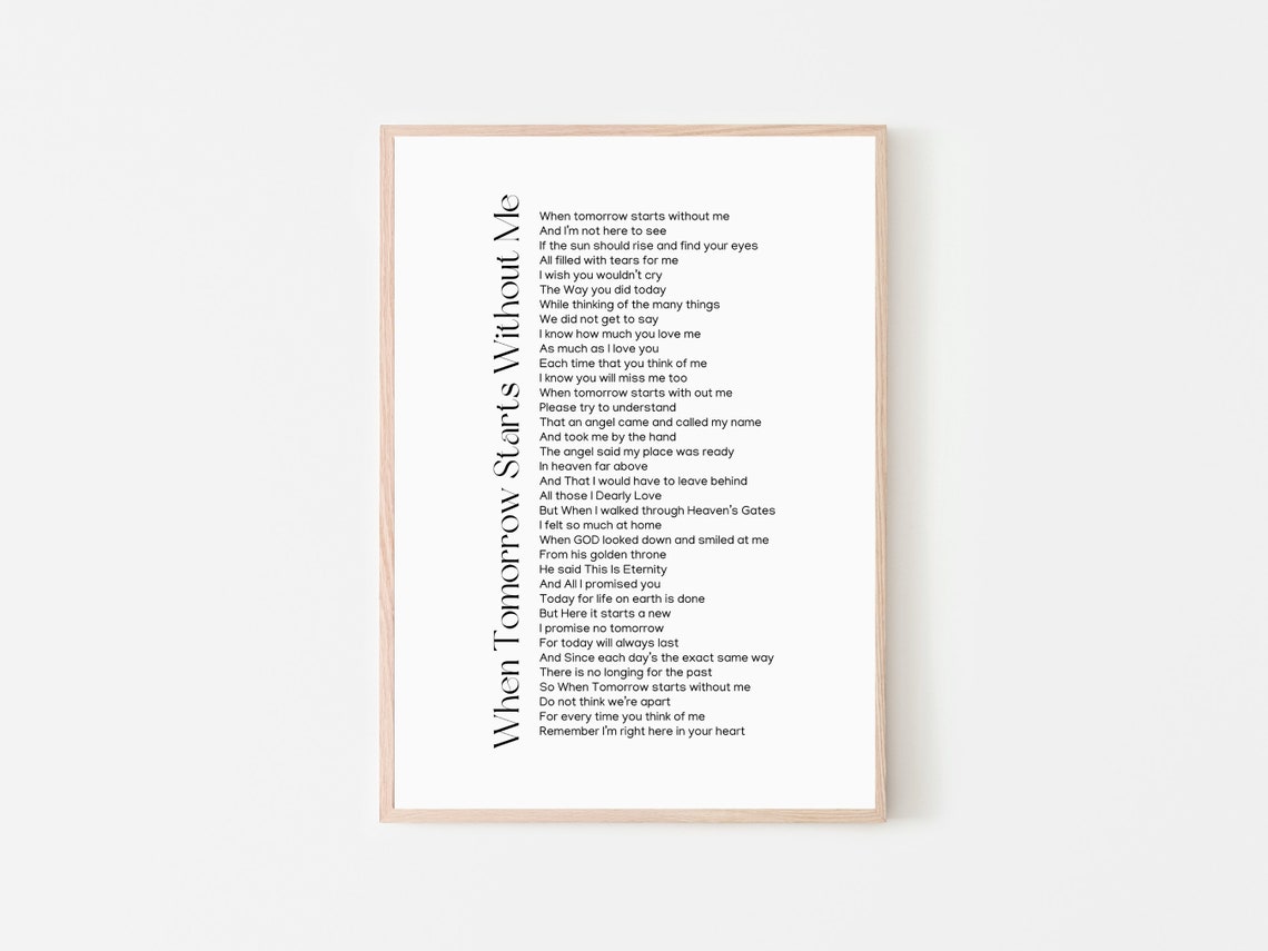 When Tomorrow Starts Without Me Bereavement Poem Light Frame Print - Image 2