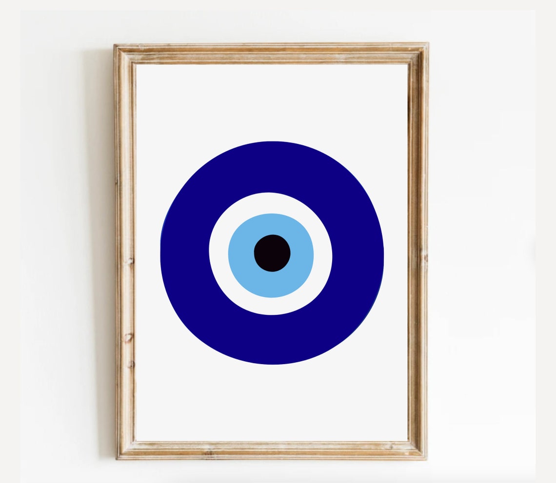 Minimalist Blue Evil Eye Nazar Amulet Protection Symbol Wall Art
