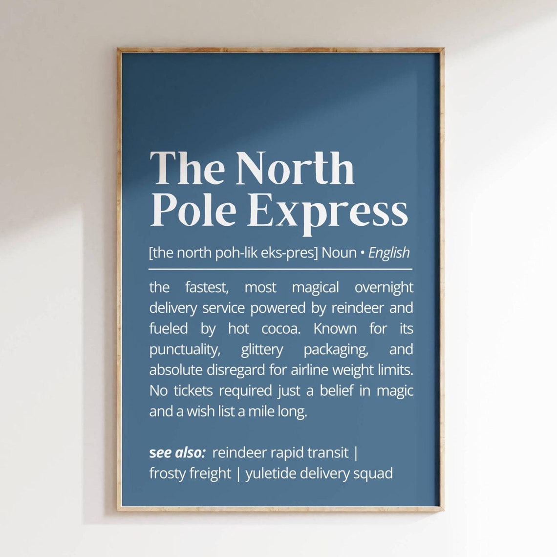 The North Pole Express Definition Magical Delivery Dictionary Poster