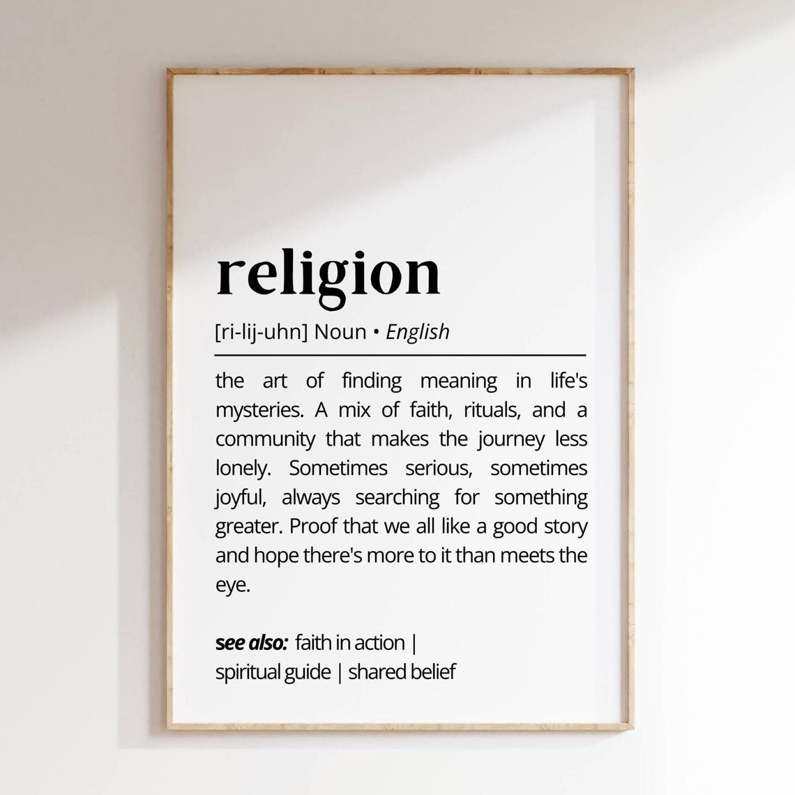 Religion Dictionary Definition Poster Faith Hope Meaning Gift
