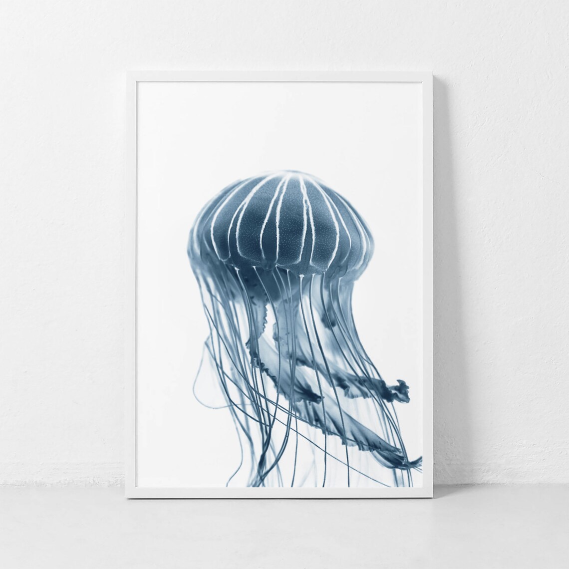 Blue Jellyfish Photography, Minimalist Scandinavian Art Print
