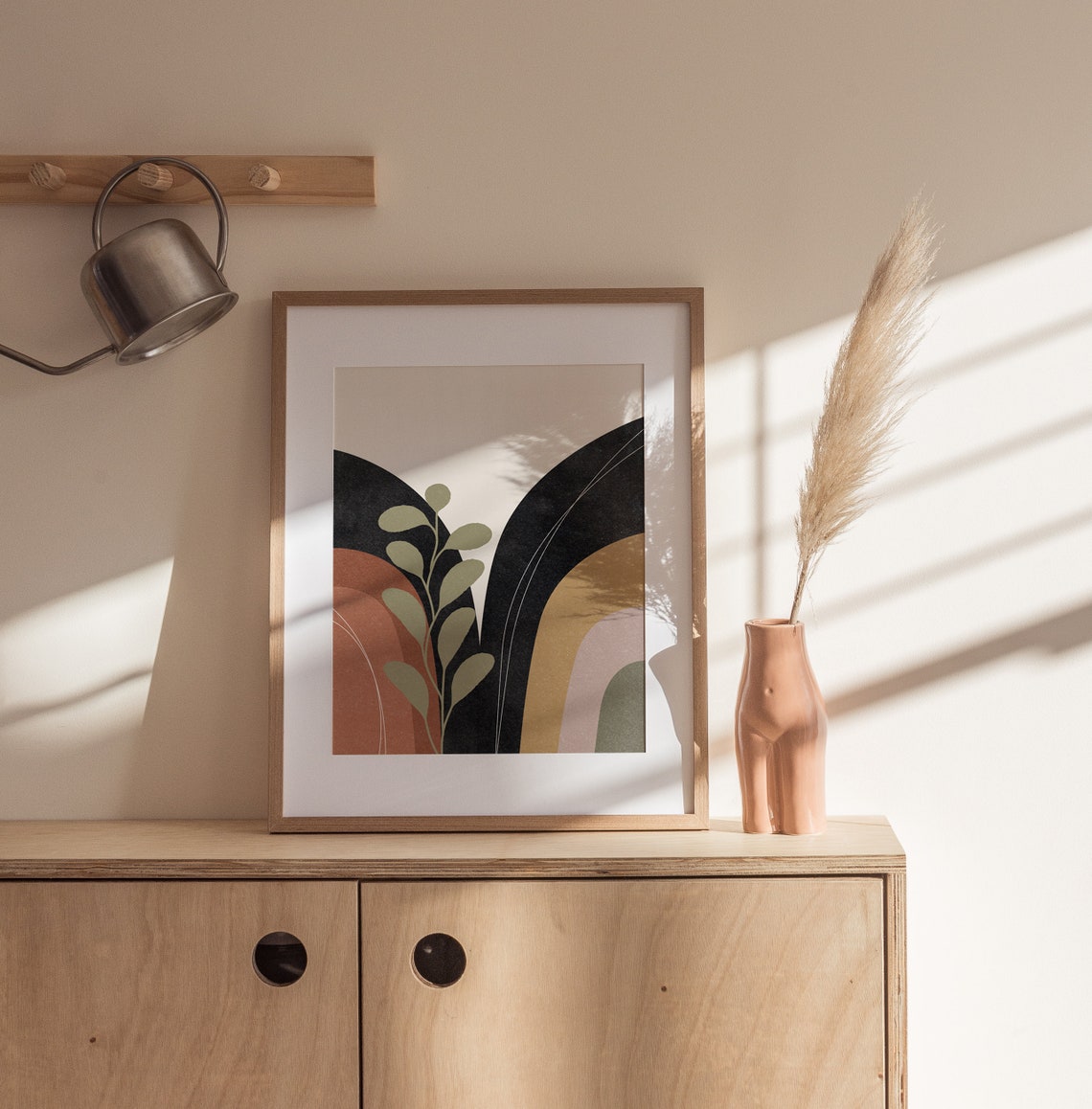 Abstract Boho Arches Terracotta Black Botanical Minimalist Wall Art - Image 2