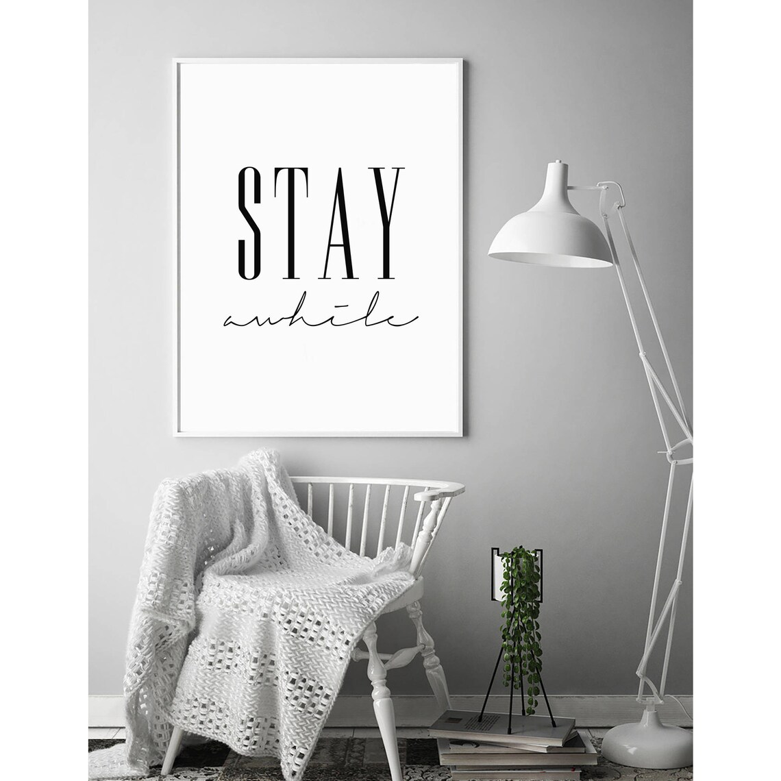 Stay Awhile Typography Print, Modern Home Decor - Image 3