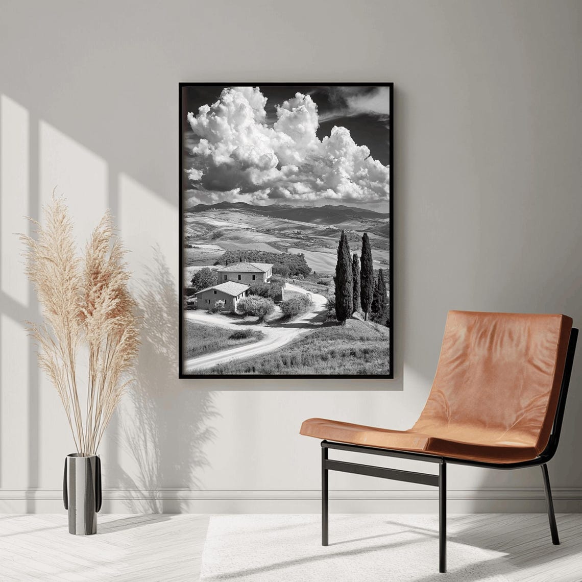 A Black And White Photo Of The Italian Landscape Italy Photography Mediterranean Wall Art Wall Art Travel Photography - Image 3