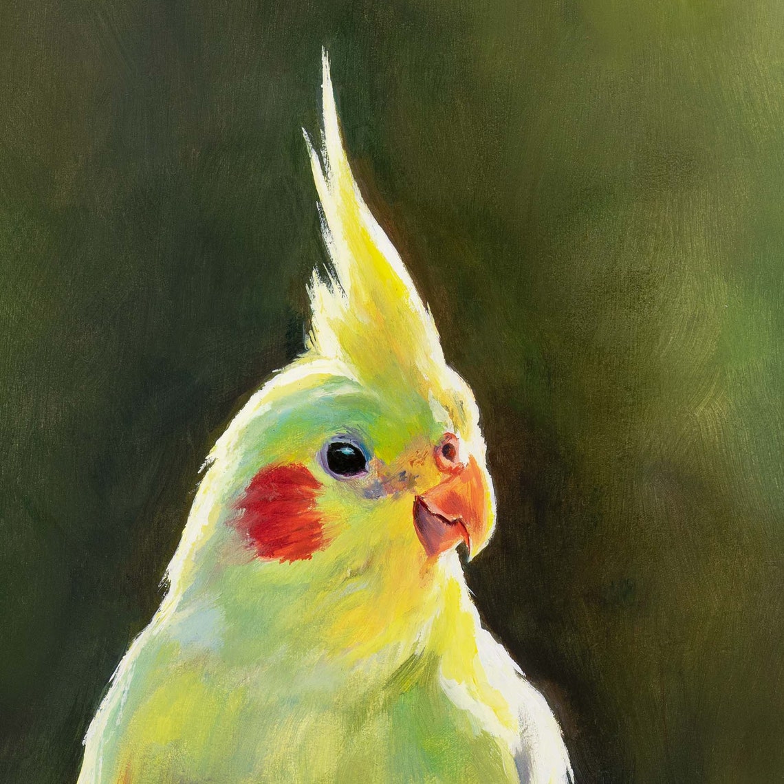 Yellow Cockatiel Parrot Portrait Perched on a Leafy Branch Poster - Image 2