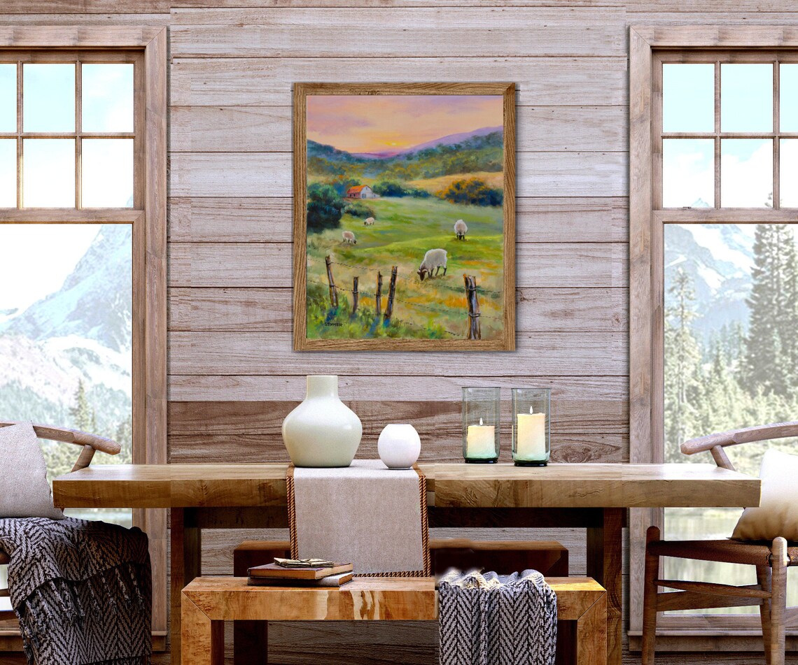 Rural Sheep Pastoral Landscape, Cottagecore Art Print - Image 5
