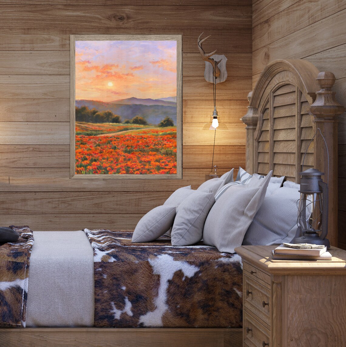 Poppies Meadow Impressionist Sunset Art Print - Image 5
