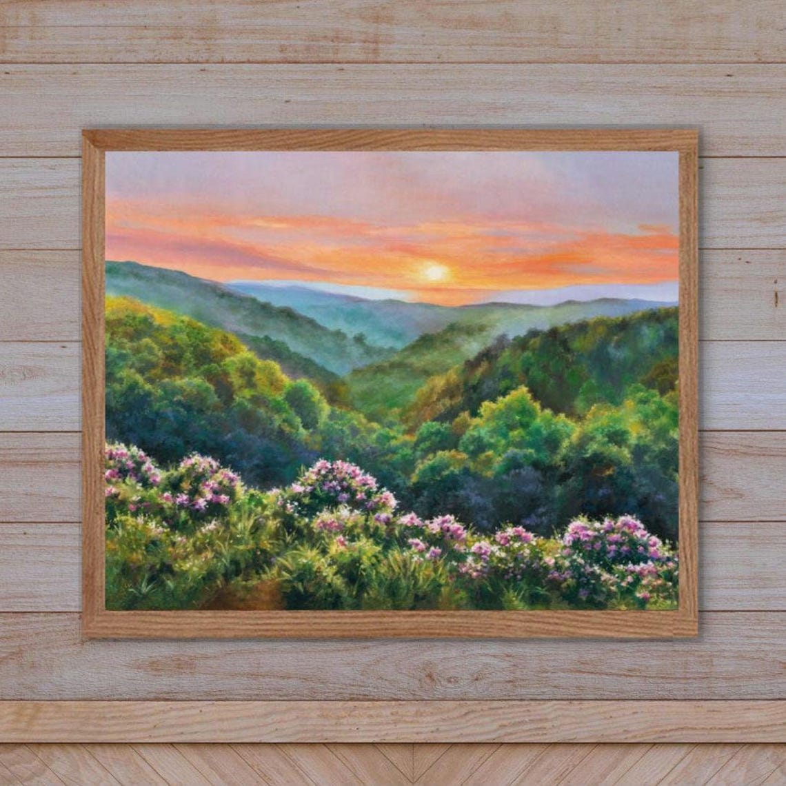 Blue Ridge Mountain Sunset Over Wildflower Hills Valley View Poster
