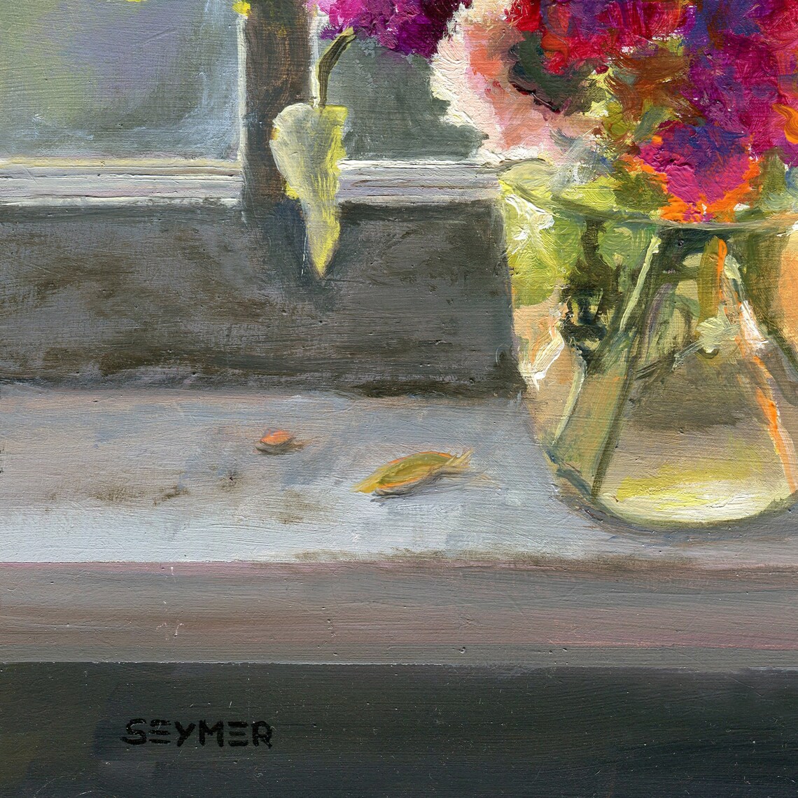 Colorful Zinnia Bouquet in a Glass Jar on a Sunny Windowsill Poster - Image 2