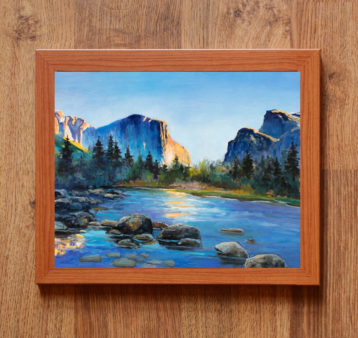 Granite Cliffs Glowing In Morning Light Beside A River Valley Poster - Image 4