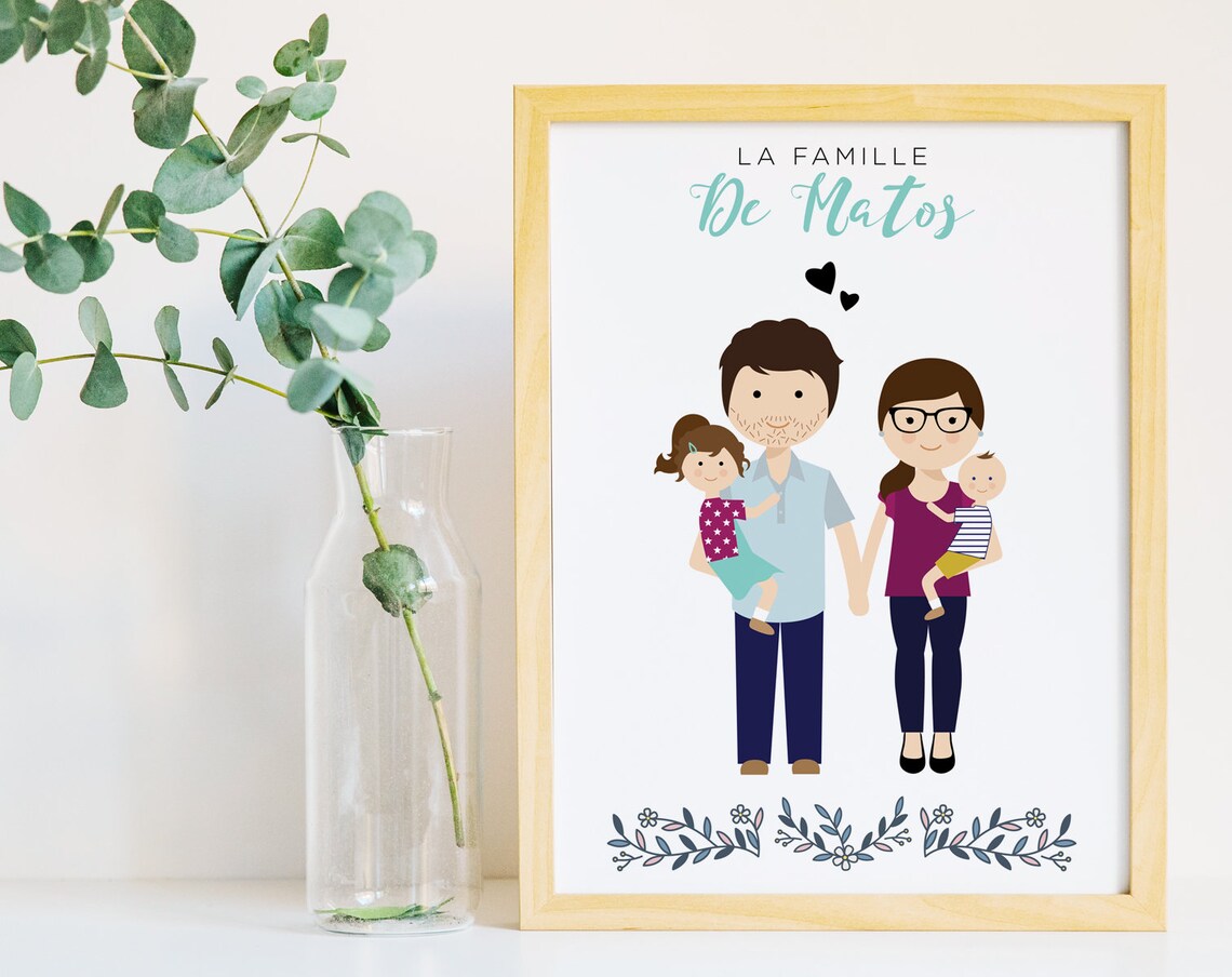 Personalized Feria Festival Family Illustration Custom Portrait Poster - Image 2