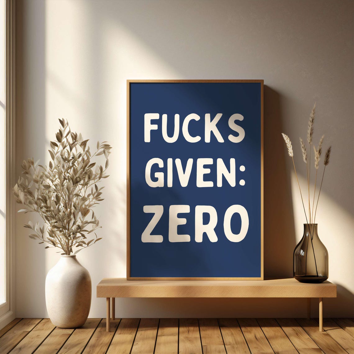 Fucks Given Zero Black Minimalist Bold Sarcastic Quote Poster - Image 5