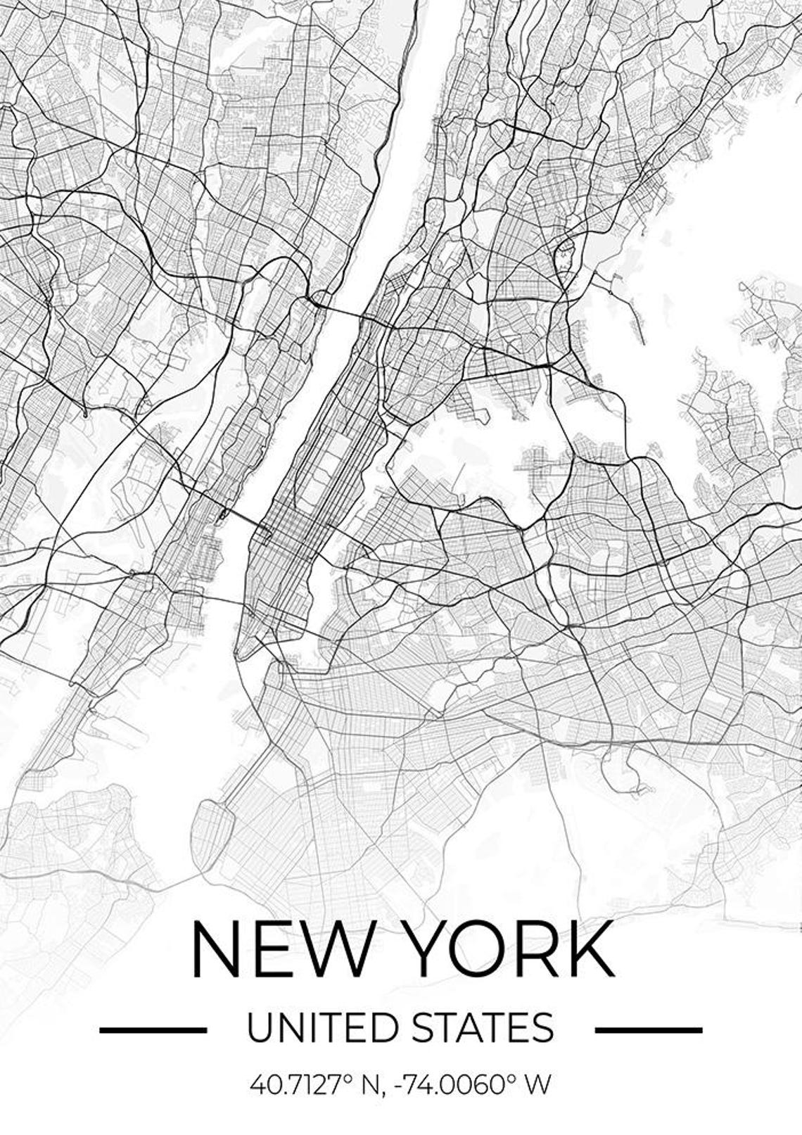 New York USA City Street Map Gradient Art Travel Gift Poster - Image 4