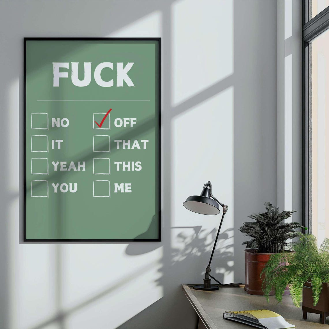 Fuck Checkbox Pick Your Poison Black Funny Swear Word Poster - Image 4