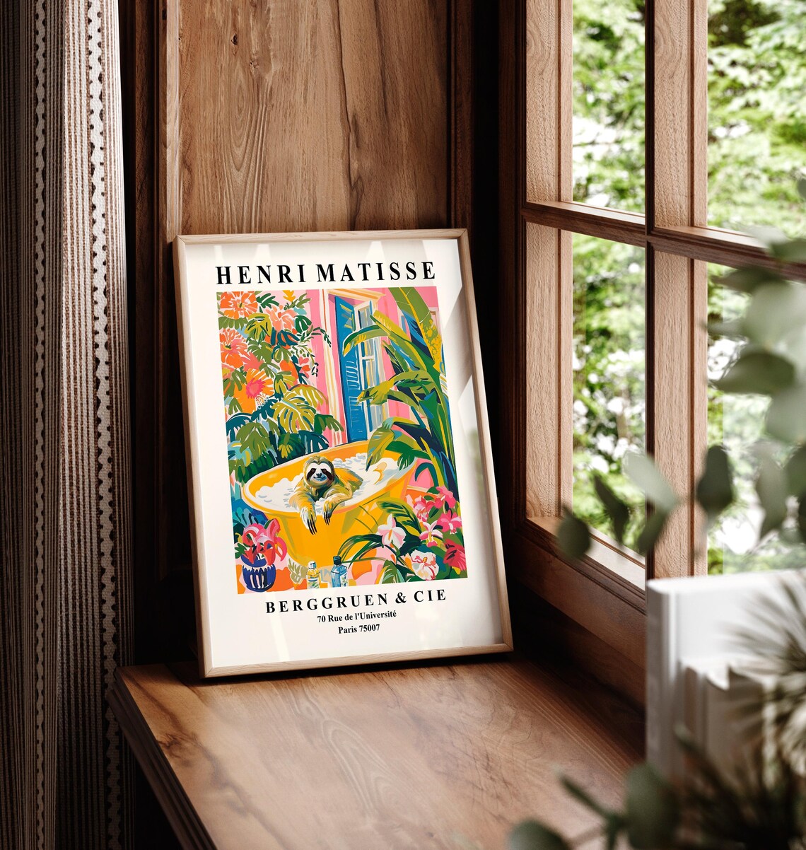 Sloth In Bathtub, Matisse-Inspired Bathroom Poster - Image 6