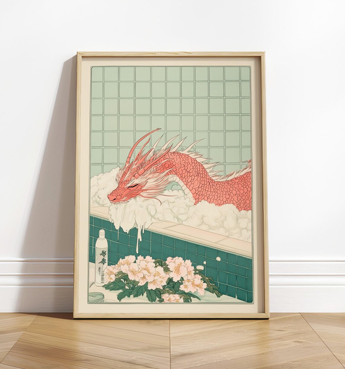 Red Dragon Ukiyo-e Japanese Art, Bathroom Decor