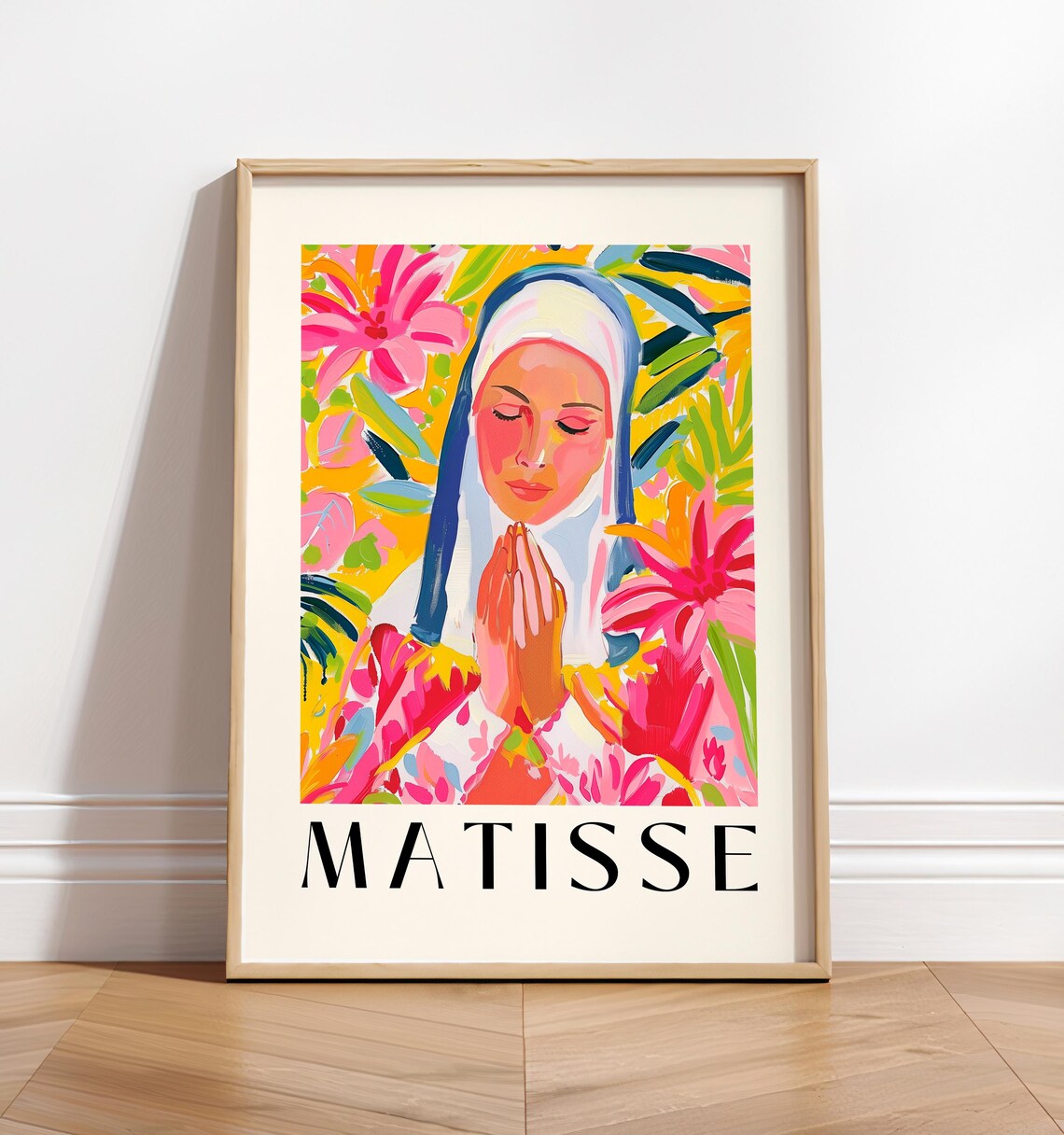 Praying Nun Christian Art Print, Matisse-Inspired