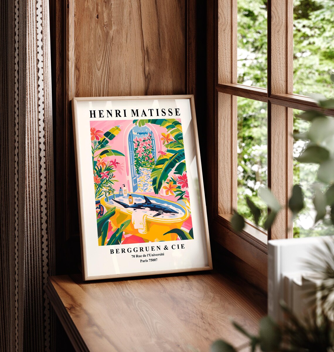 Shark In Bathtub, Matisse-Inspired Bathroom Art Print - Image 6