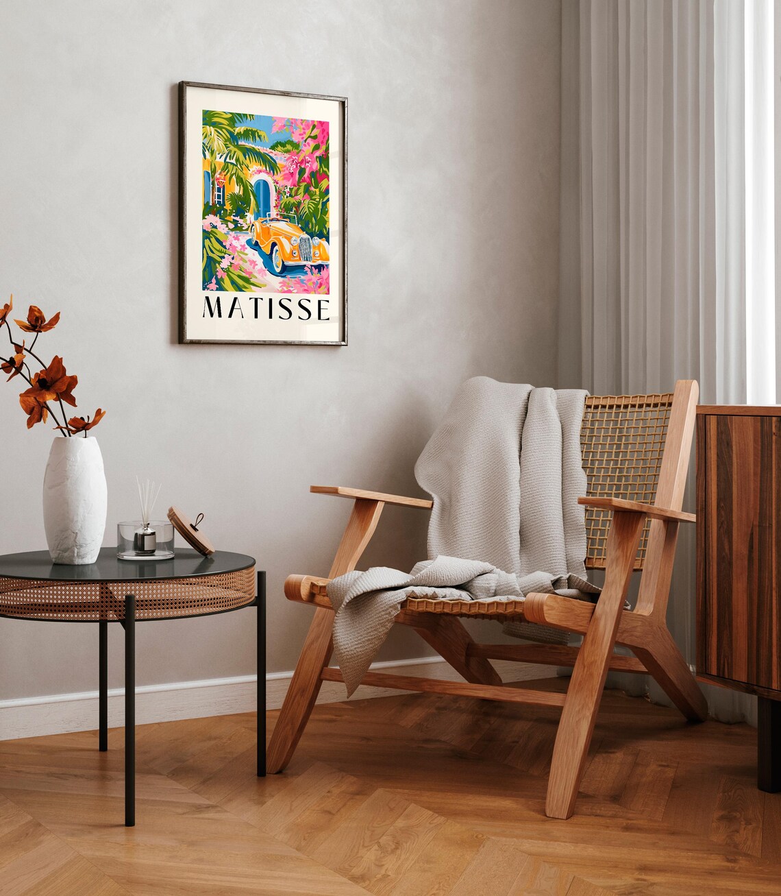 Matisse Style Vintage Orange Convertible Car Garden Villa Art Poster - Image 2