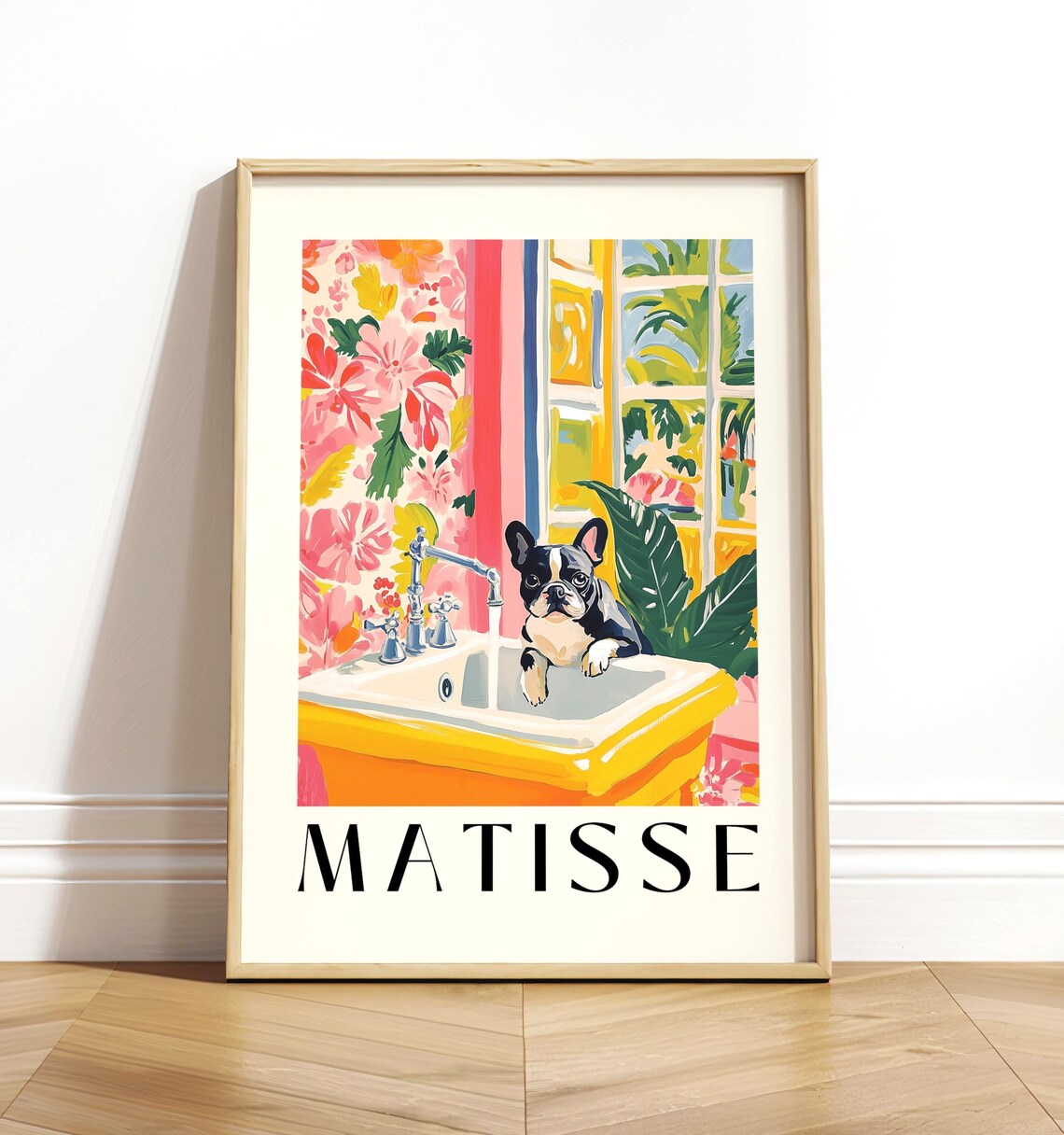 French Bulldog Bathroom Funny Dog Art, Matisse Style
