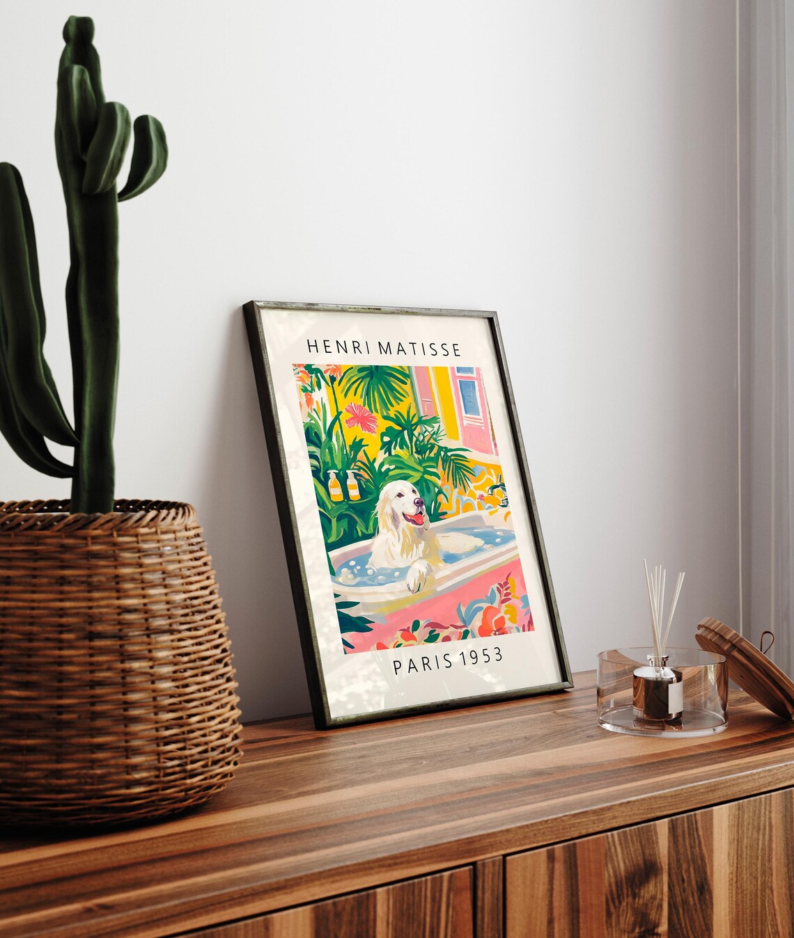 Great Pyrenees in Bathtub, Matisse-Inspired Poster - Image 3