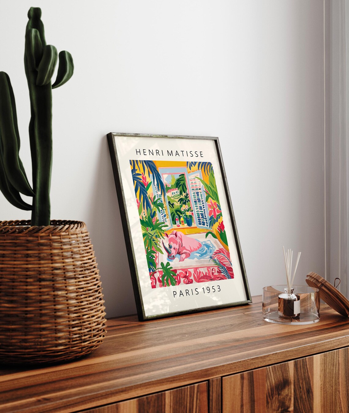 Rhino In Bathtub, Matisse-Inspired Bathroom Art Print - Image 2