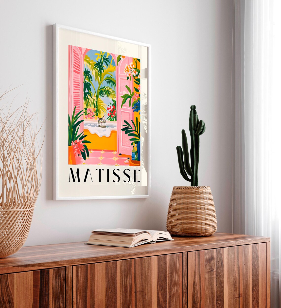 Grey Tabby Cat in a Bathtub, Mid-Century Art Print - Image 3