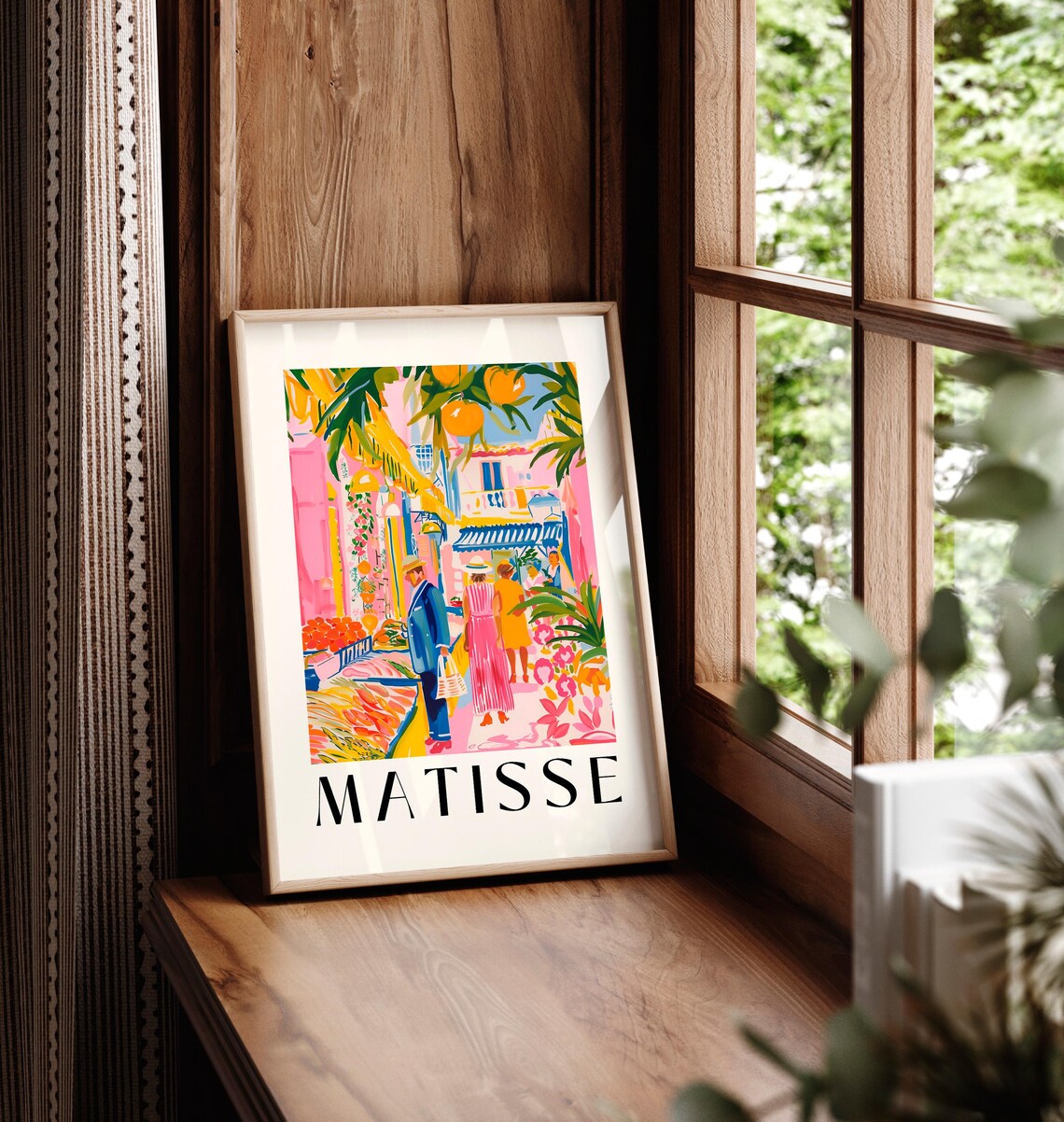 Matisse Style Colorful Market Street Scene Orange Vendor Art Poster - Image 6