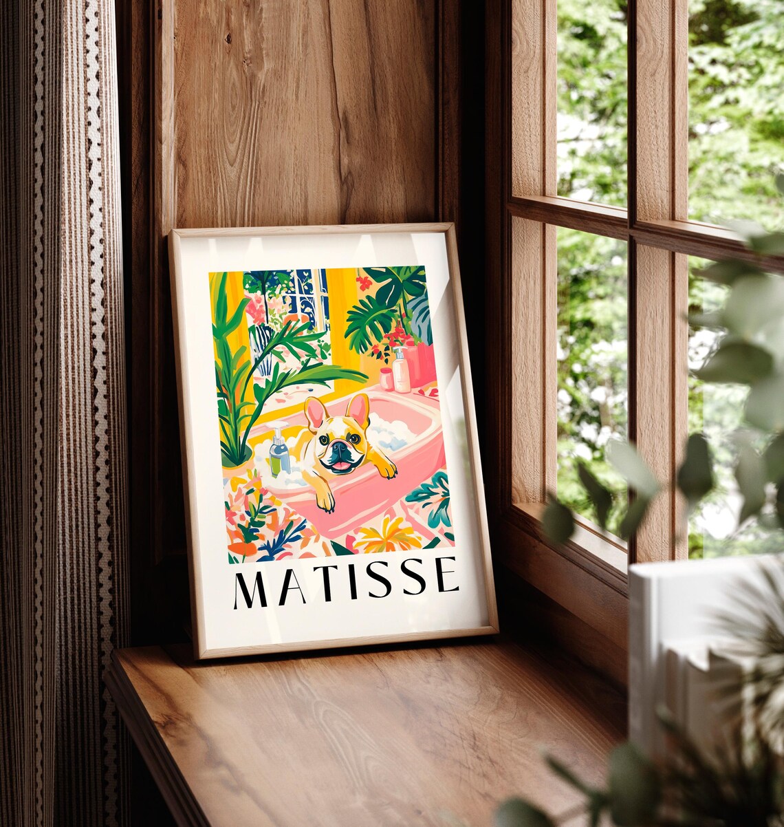 French Bulldog in Bathtub, Matisse-Inspired Poster - Image 6