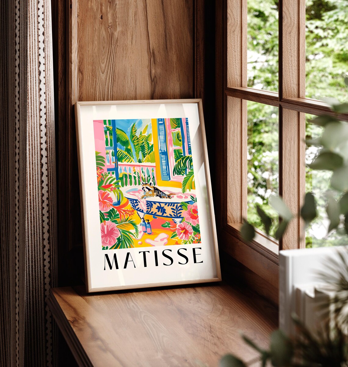 Raccoon In Bathtub Art Print, Matisse-Inspired - Image 6