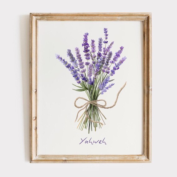 Yahweh Lavender Print Christian Botanical Wall Art