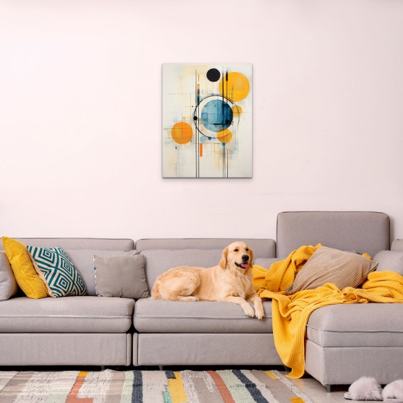 Abstract Wall Art Print Minimal Geometric Style Stretched Gallery Modern Home Wall Art Office Decor Orange And Blue Design New Home